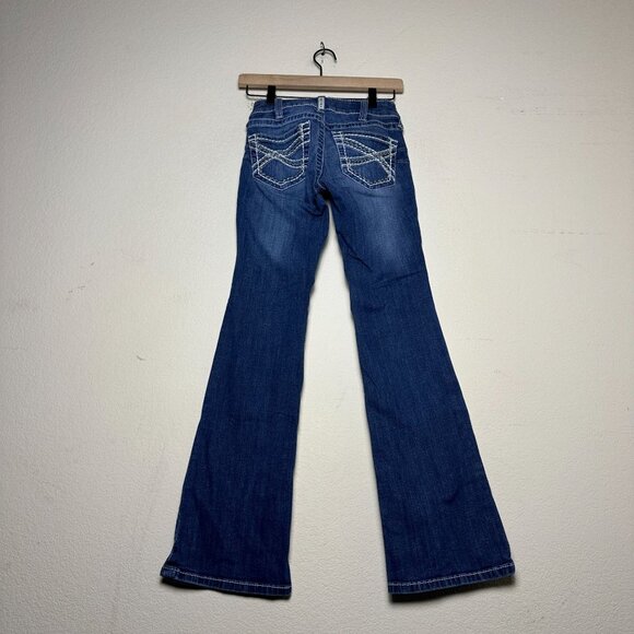Ariat Real Denim Jean Pant Women 25S Embroidered Western Flared Bootcut Indie - Picture 1 of 14